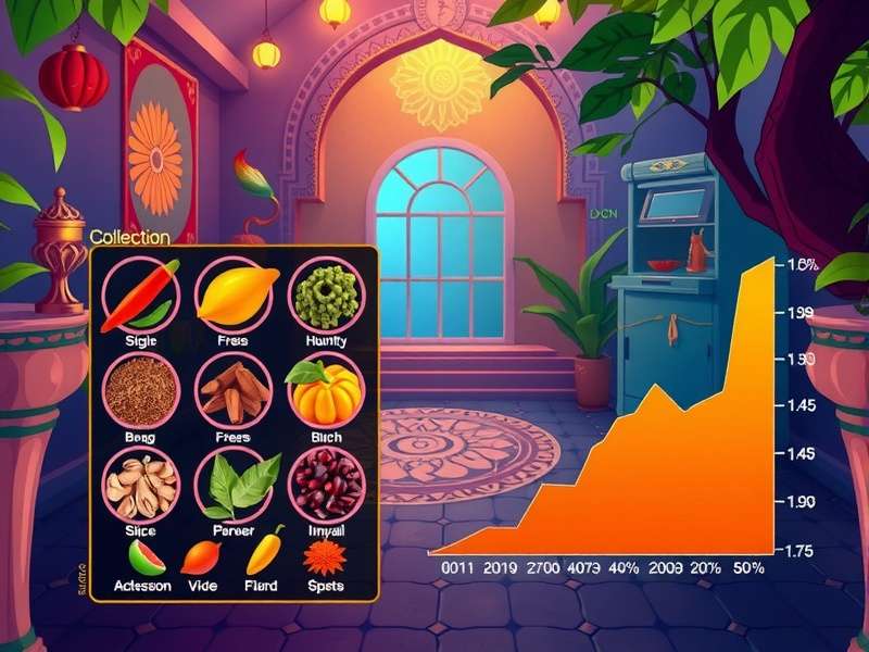 Spice collection interface in Spice Blitz Champion showing various Indian spices